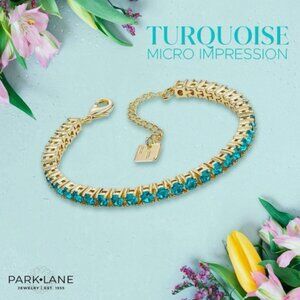 Rare Park Lane TURQUOISE Micro Crystal 4mm Impression Gold Tennis Bracelet